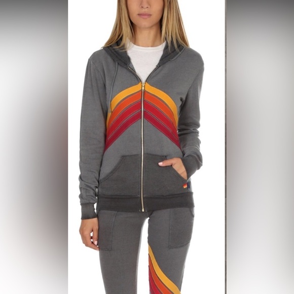 Aviator Nation Nova Hoodie in Grey/Red VERY RARE zip up sweatshirt size Small S - Picture 3 of 16